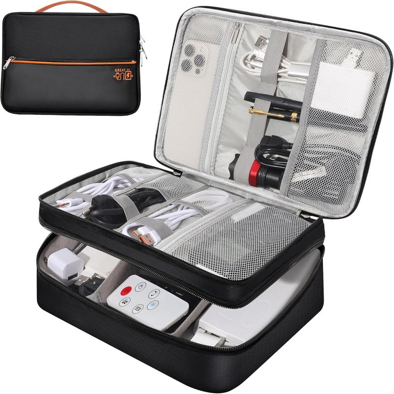 CILLA Electronic Organizer Travel Case, Travel Cord Organizer Case Portable Waterproof Cable Organizer Bag for Charger, Cord, USB, Power Bank, Earphone - Image 1